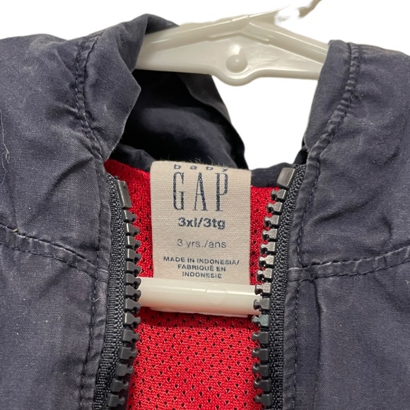 Gap Navy Blue Hooded Teddy Bear Lightweight Raincoat Windbreaker Size 3 - Picture 3 of 5